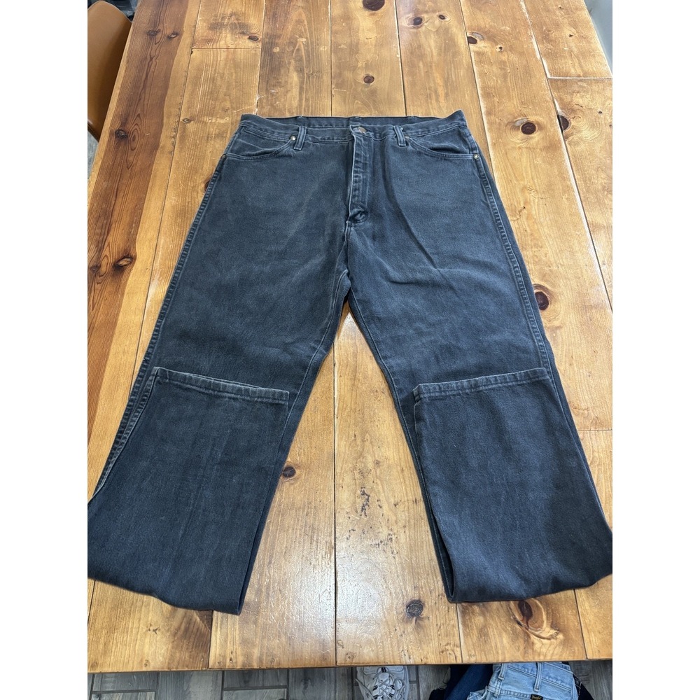 Wrangler Men's Washed Black Denim Jeans W32 L36 Straight Leg Classic Work
